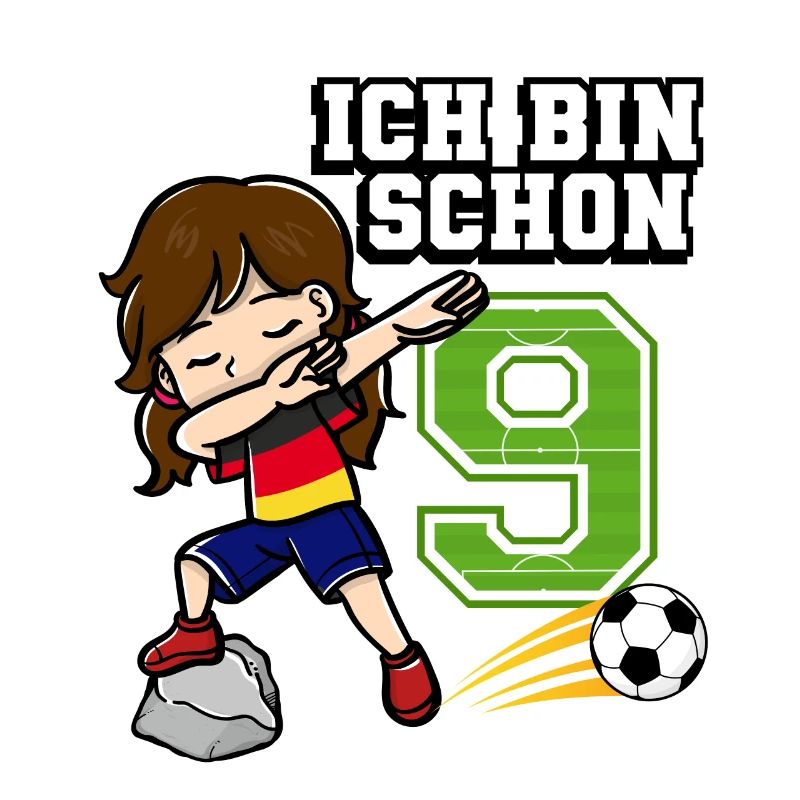 Fußball Mädchen Ich bin schon 9 Geburtstag