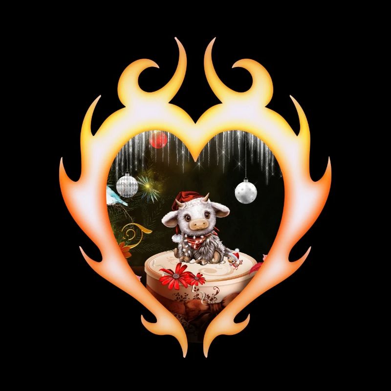 Süße Weihnachtskuh mit Vogel