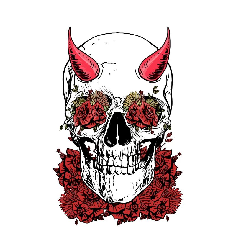 Skull in roses