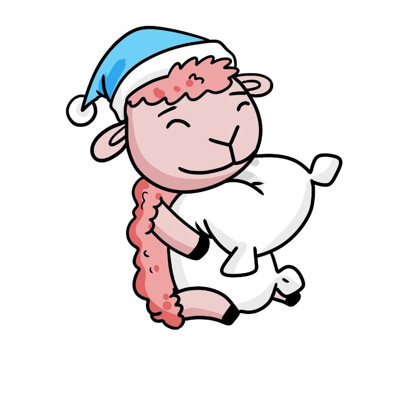 Mouton avec oreiller et bonnet de couchage