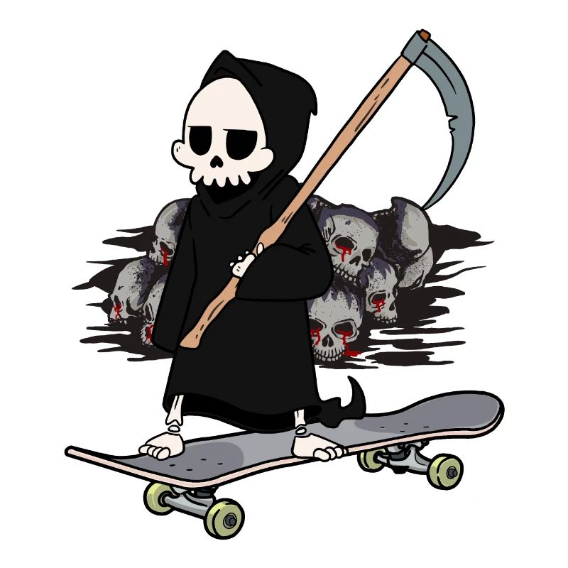 Skateboard Grim Reaper Closing Time End Horror Death