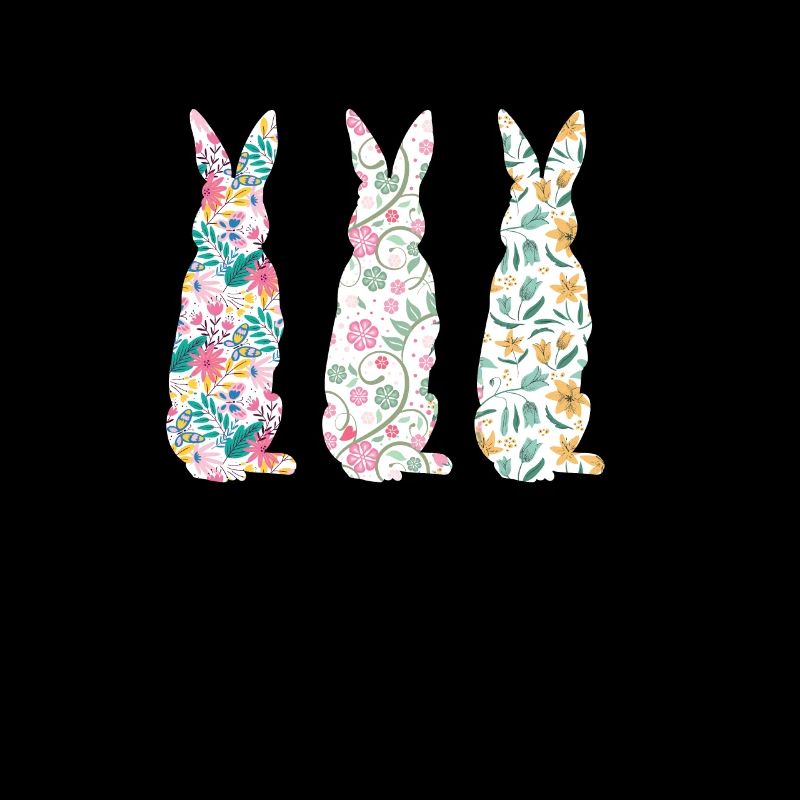 Easter Three Bunnies Rabbit Flower