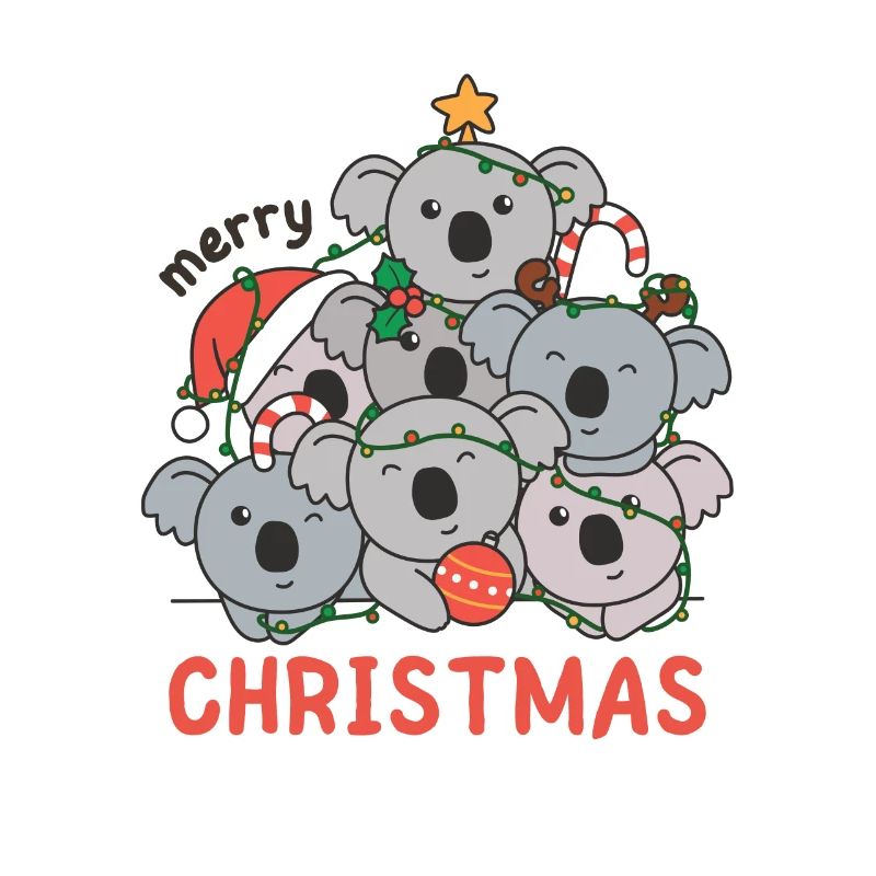 Koala Christmas Tree Merry Christmas