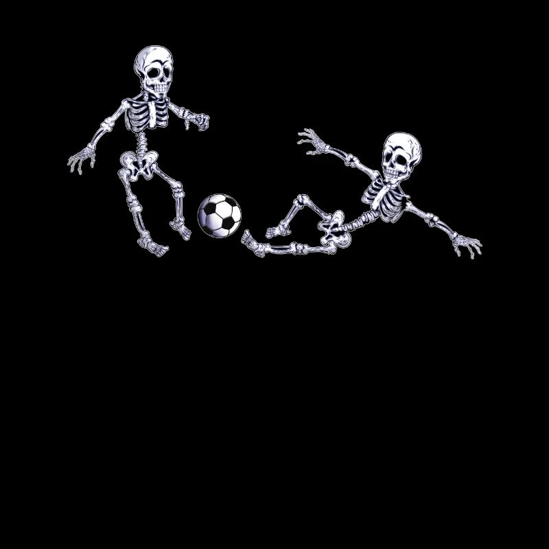 Grätschende Skelette spielen Fußball Austricksen