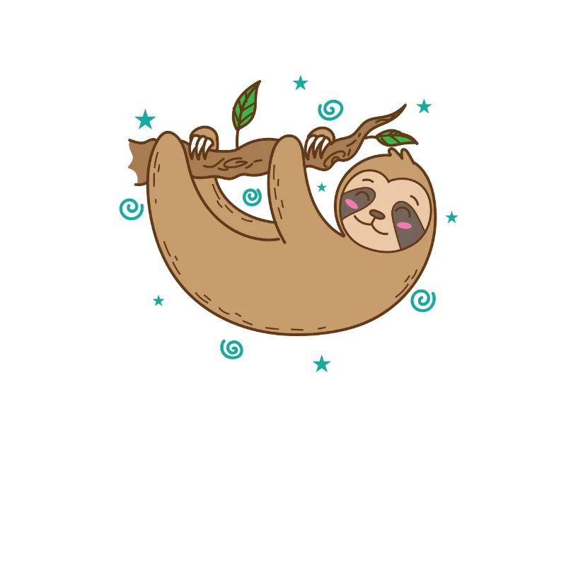 Sloth hangs happily on branch lazy