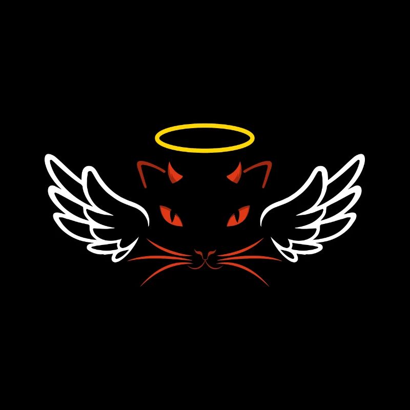 Angel and devil cat