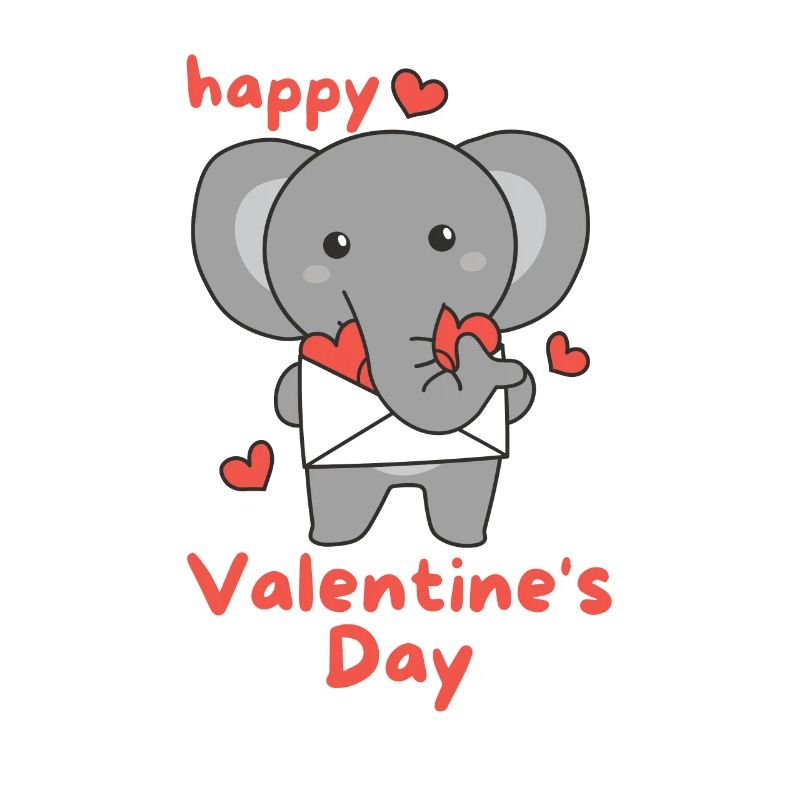 Eléphant pour la Saint-Valentin animaux mignons avec des cœurs