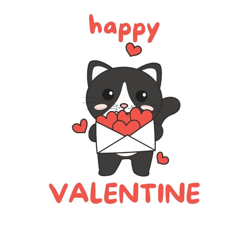 Chat pour la Saint-Valentin animaux mignons avec des cœurs