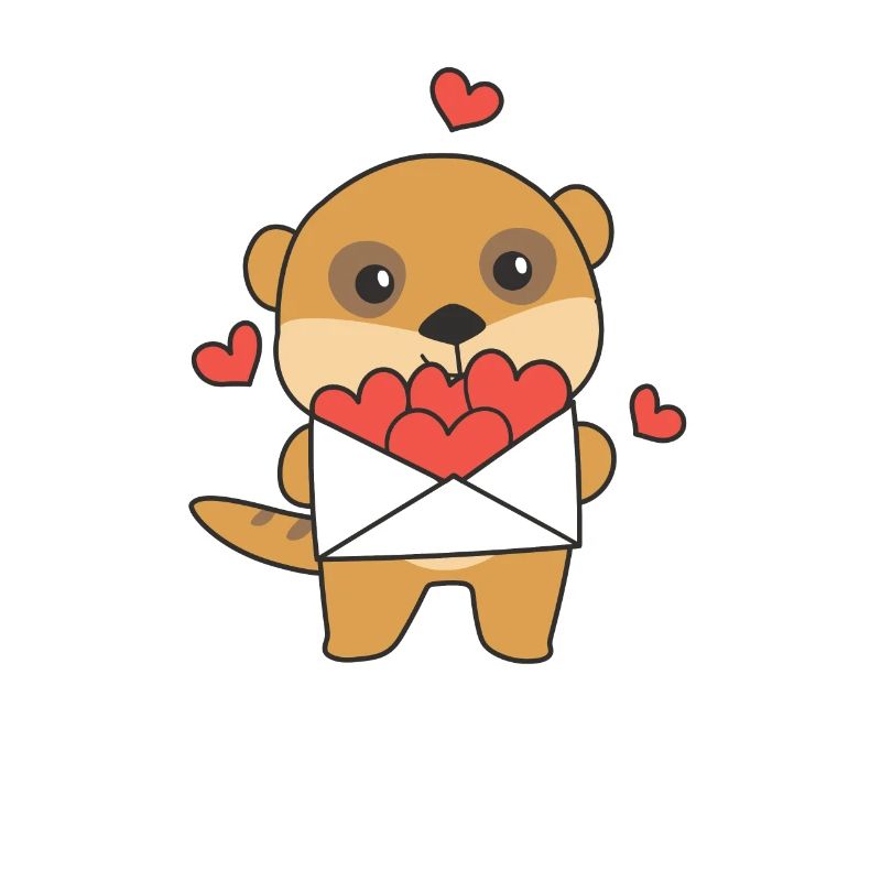 Suricates pour la Saint-Valentin animaux mignons avec des cœurs
