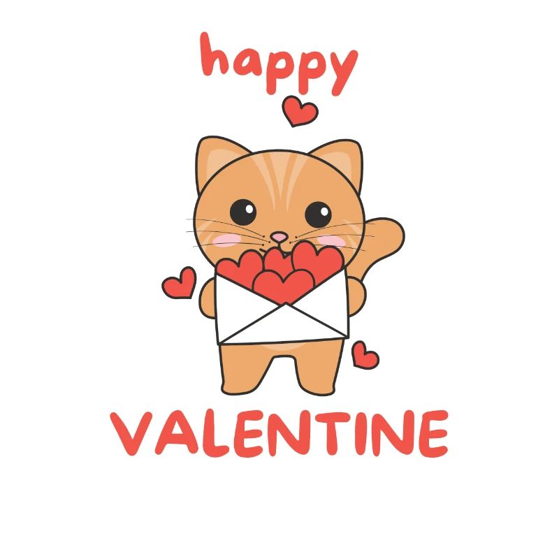 Chat pour la Saint-Valentin animaux mignons avec des cœurs