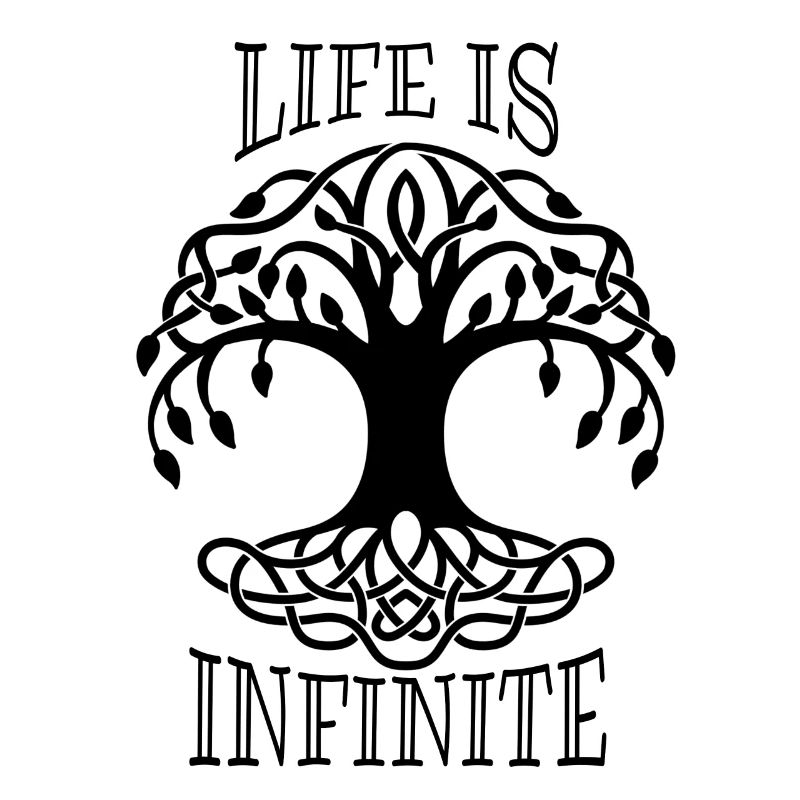 Das Leben ist unendlich Spruch mit Lebensbaum