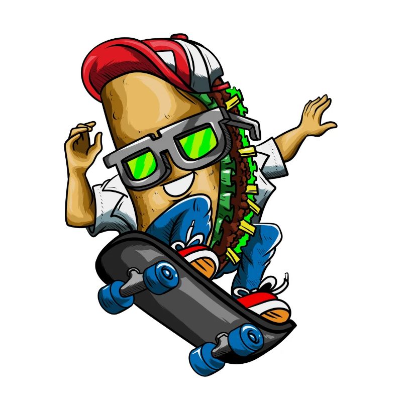 Taco Skateboard Skater Skating Dinco de Mayo