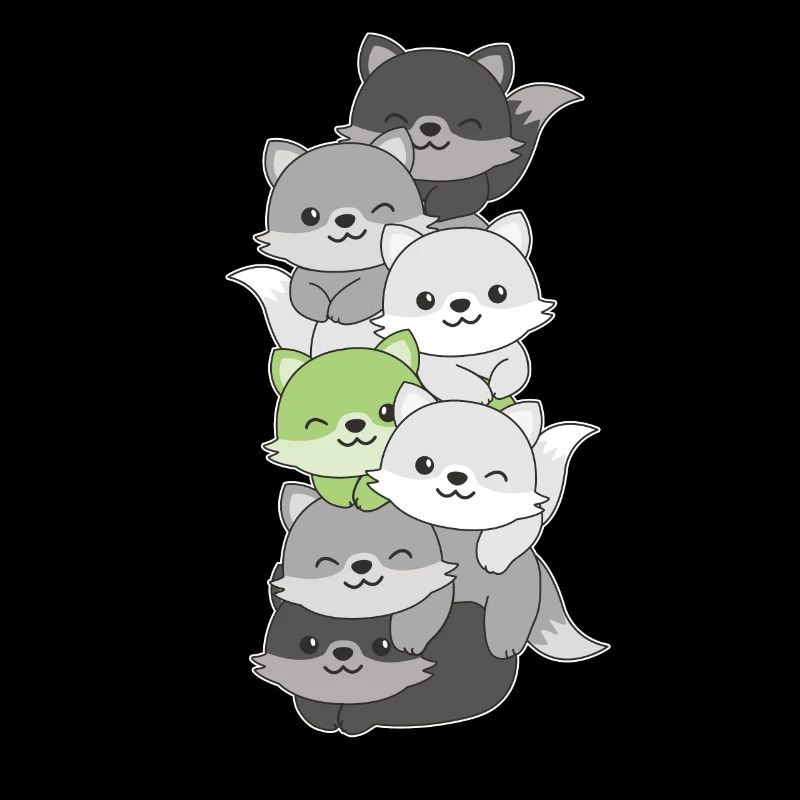 Agender Flag Pride LGBTQ Cute Fox Stack