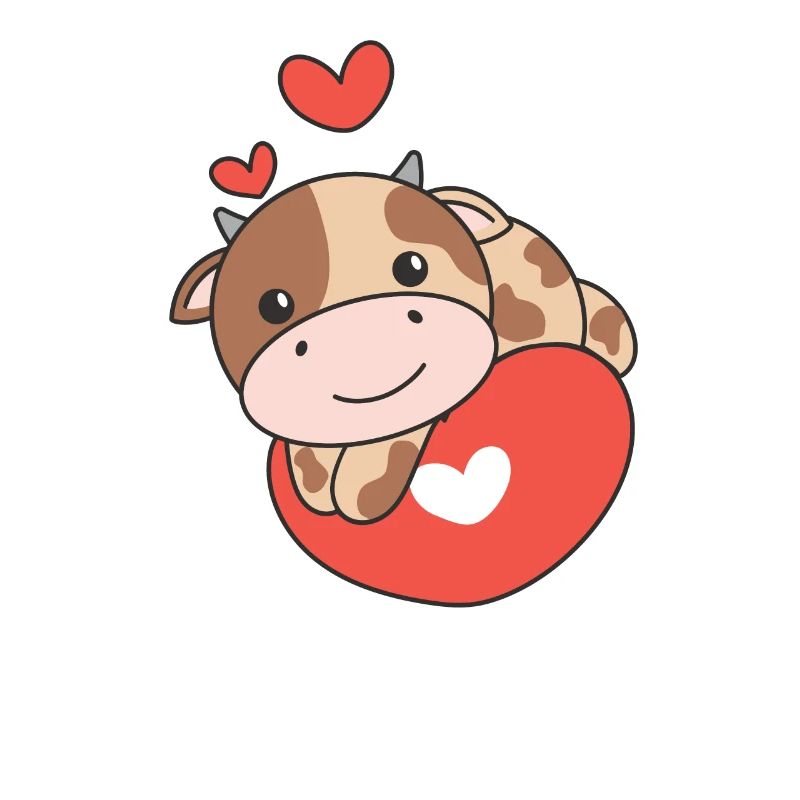 Vache pour la Saint-Valentin mignons animaux coeurs