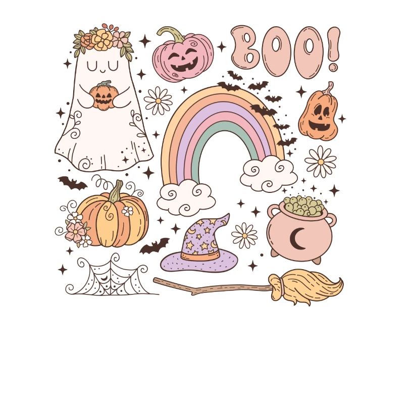 Rétro Halloween Elements: Ghost, Pumpkin et Magic