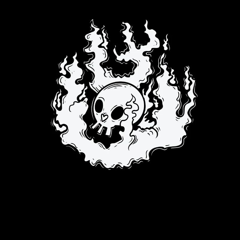 Burning Bone Skull Gothic Styl