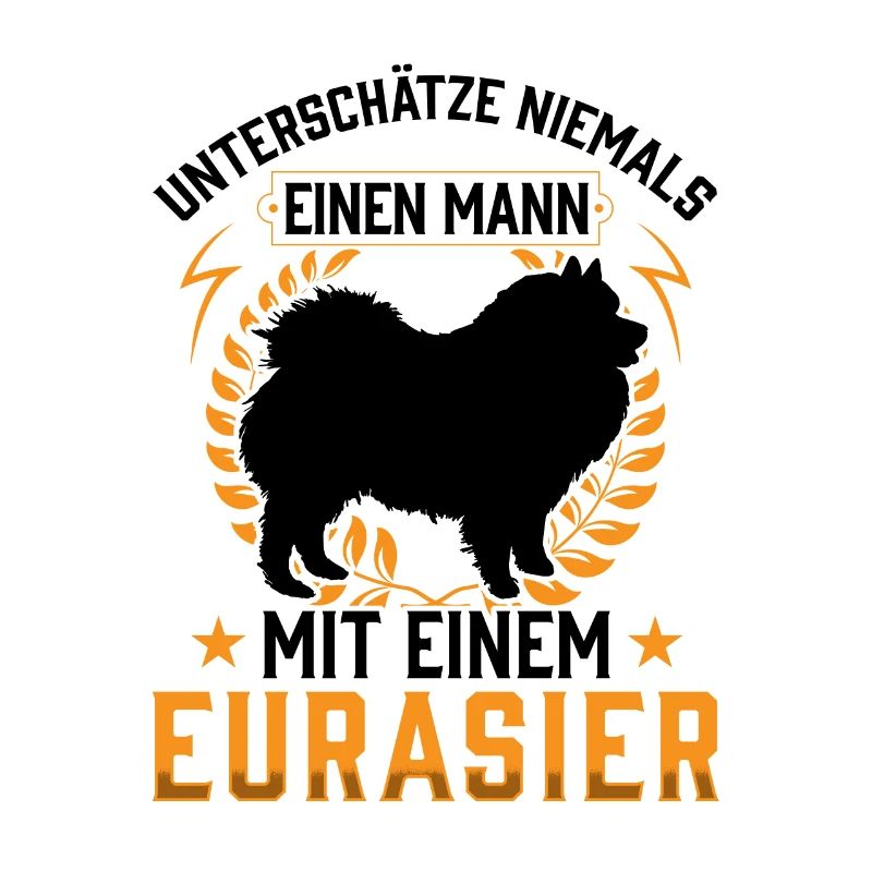 Mann mit Eurasier Eurasian Spitz