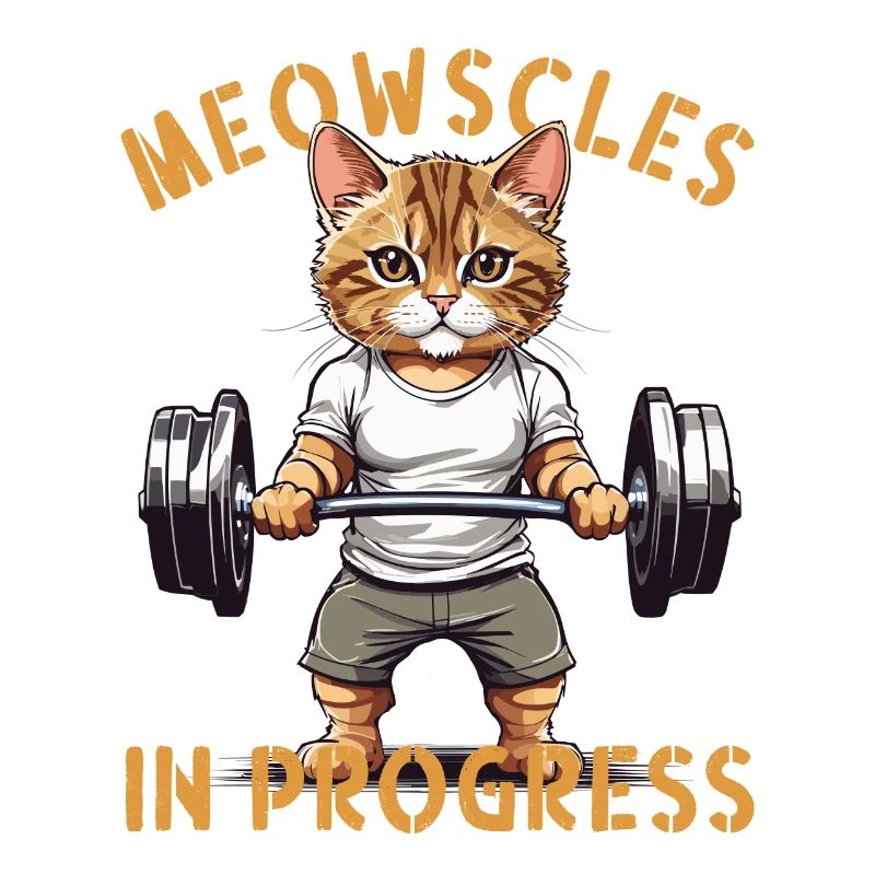 Cat Bodybuilder "Meowscles in progress" Saying