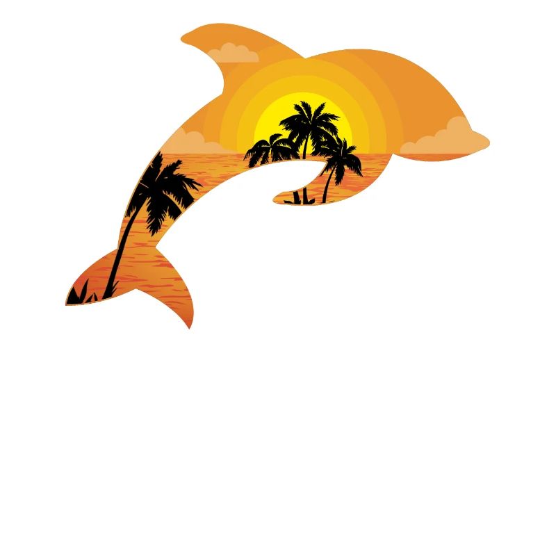 Dolphin Palm Tree Sunset