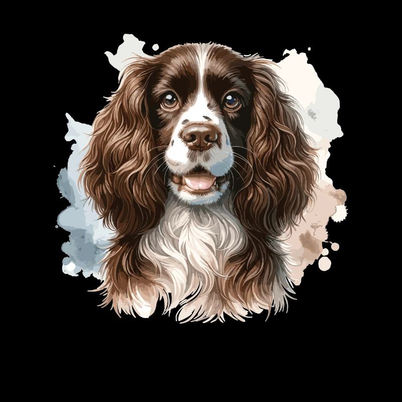 Aquarelle colorée anglais Springer Spaniel