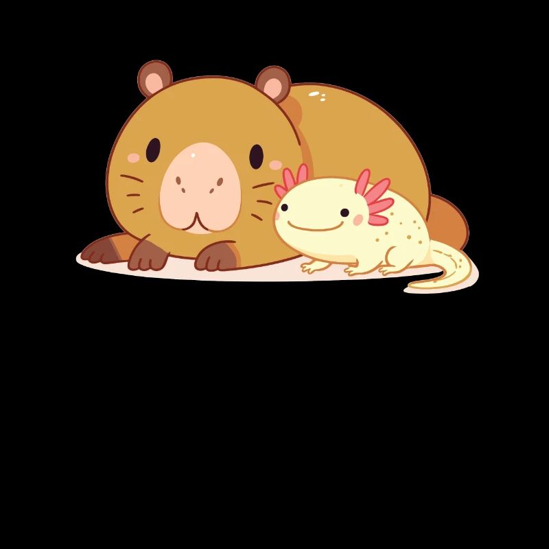 Cute Thick Axolotl with Capybara