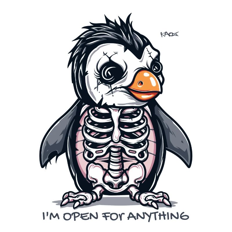 I'm open to anything, funny skeleton penguin