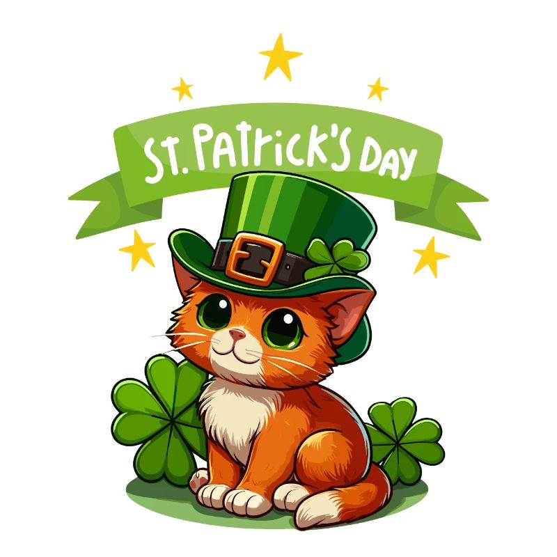 Chat de la Saint-Patrick Shamrock chanceux mignon