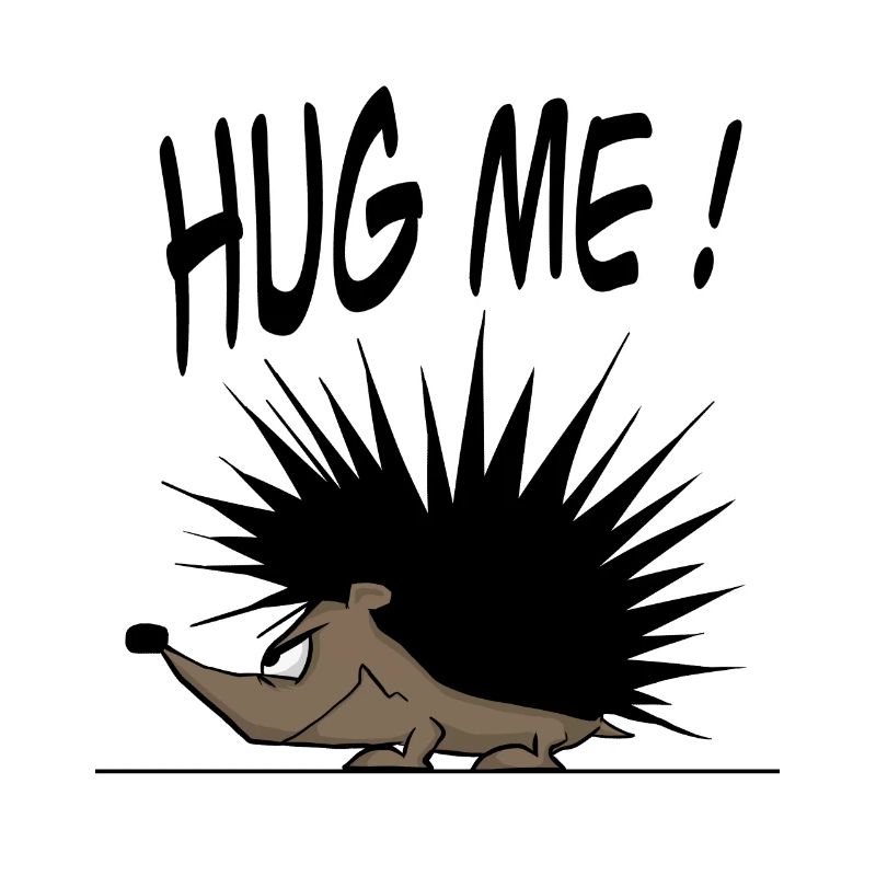 Lustiger Igel sagt HUG ME ! Comic Stil
