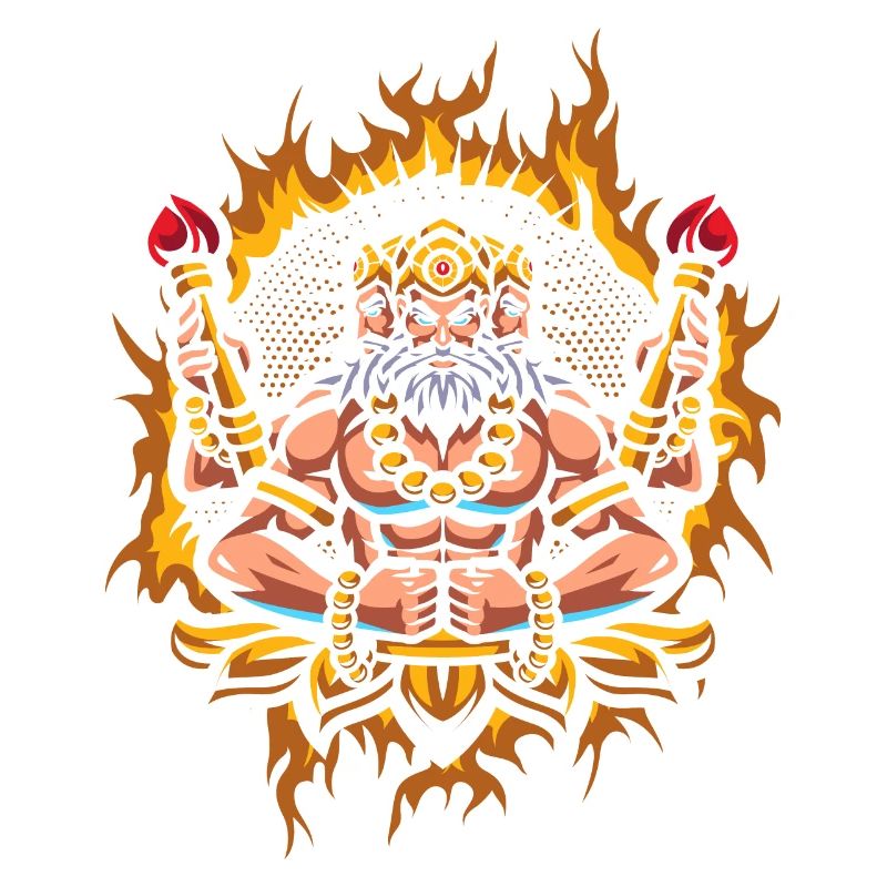 Brahma with Halftone Fire Background