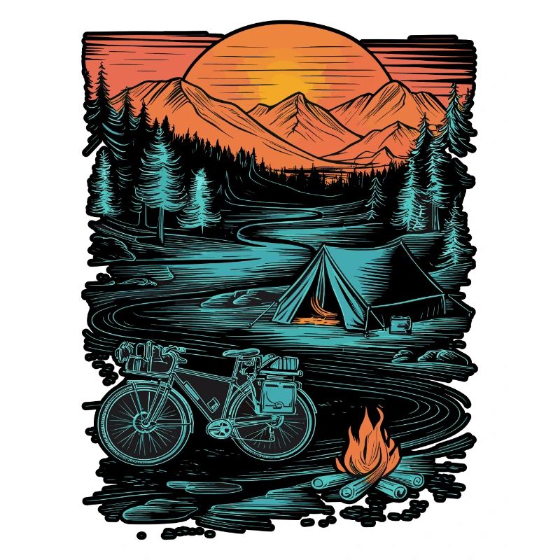 Bicycle Camping Camping Mountains Nature Excursion