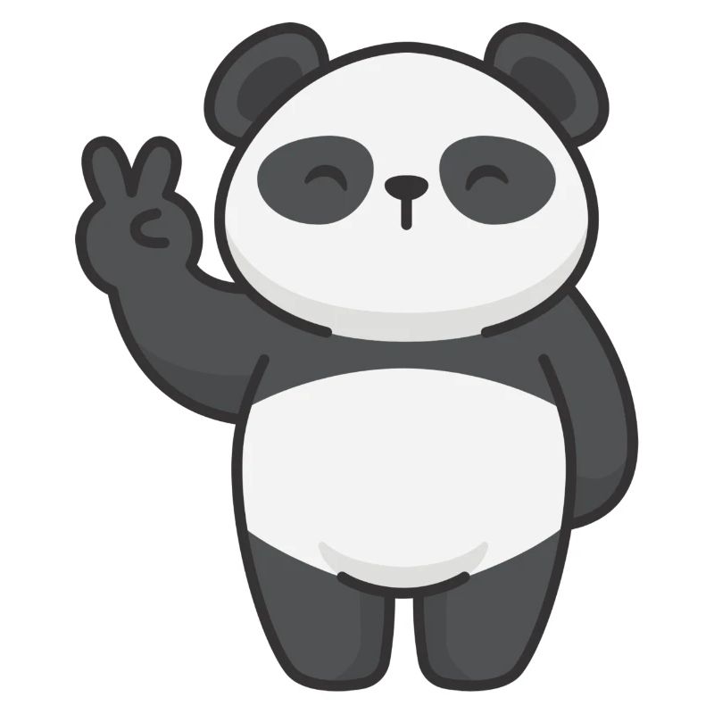 Motiv Panda mit Friedenszeichen Comic