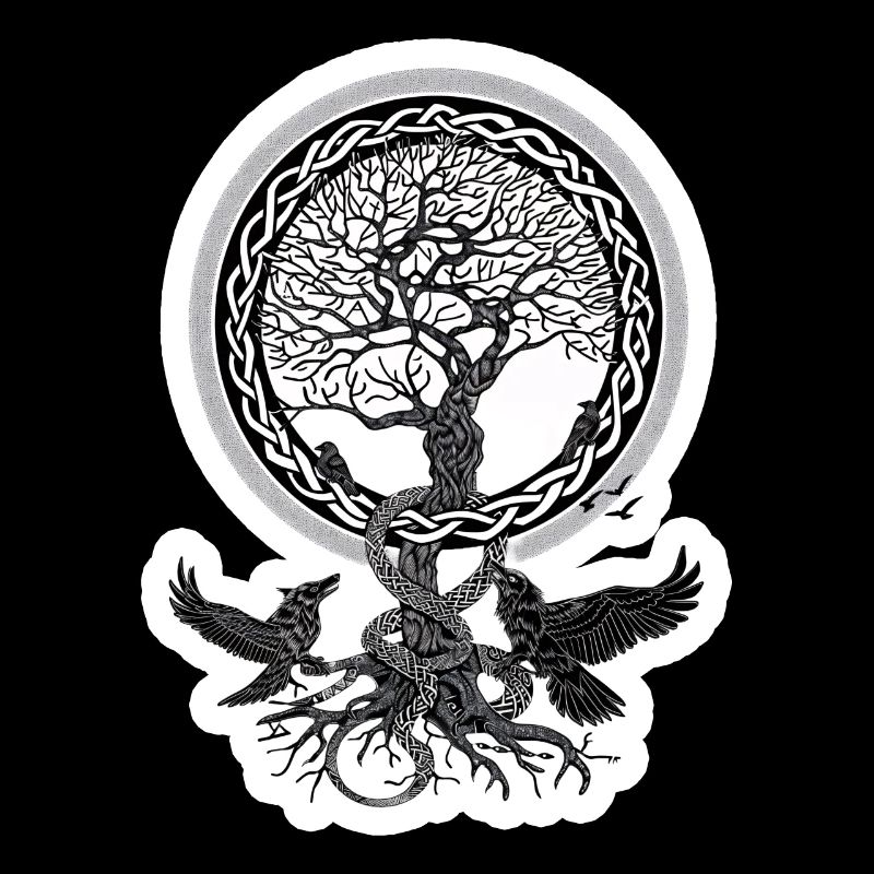 Round braided arborvitae with ravens