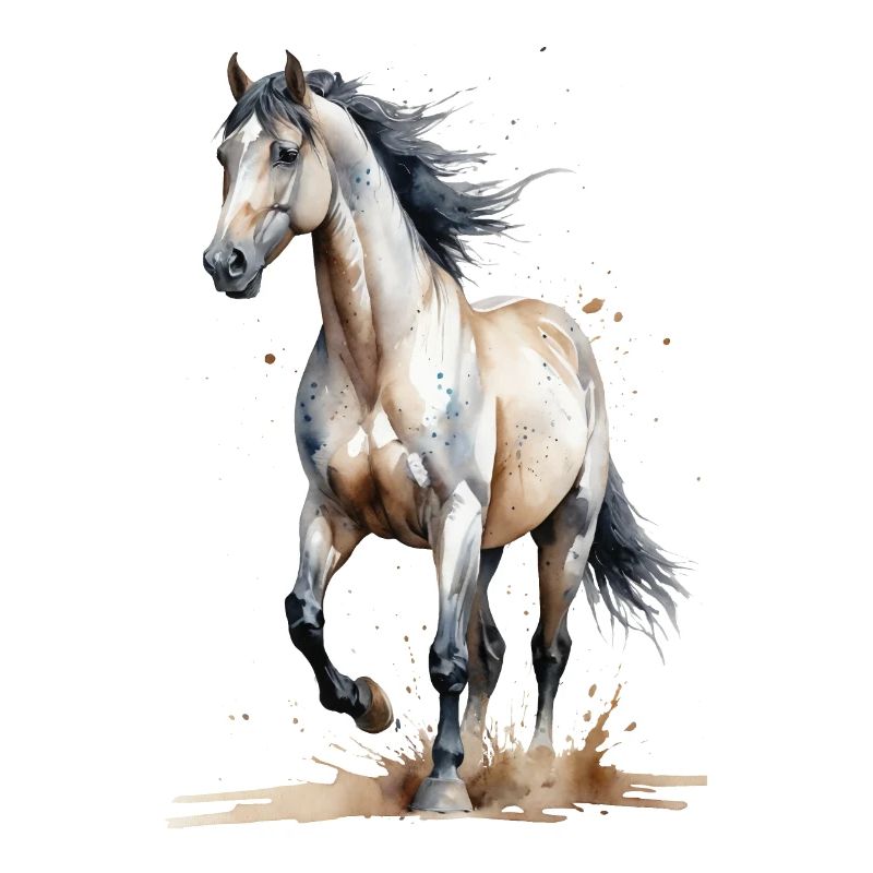 Aquarell Pferd fängt den Wind ein