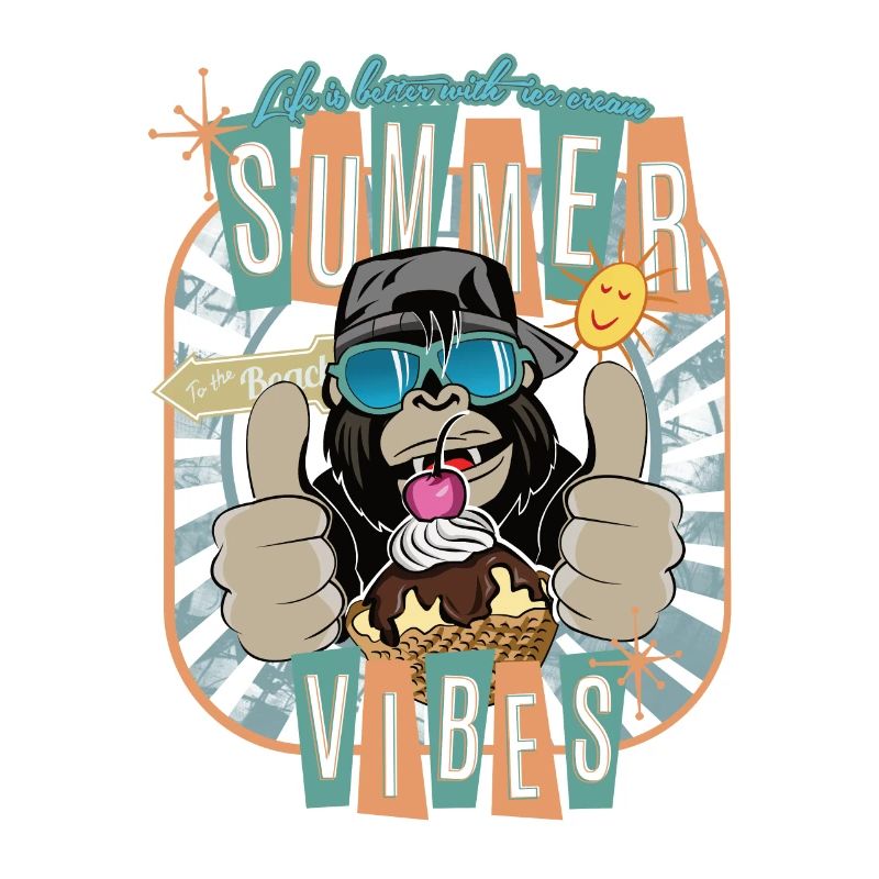 Gorilla Affe Sommer Eiscreme Sommer Vibes
