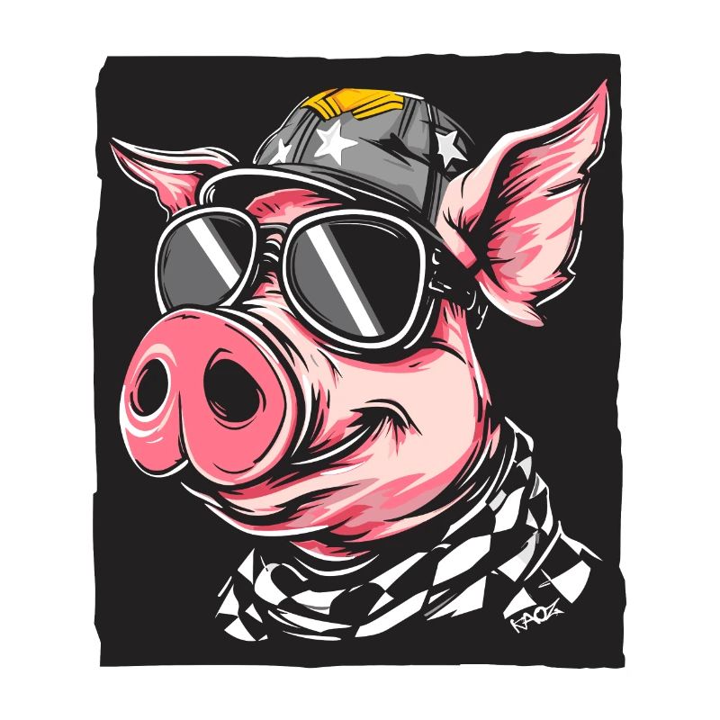 Drapeau à damier Fan de course cochon
