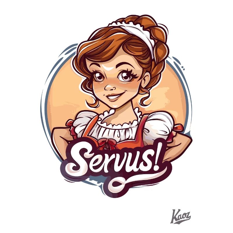 Süßes Dirndl-Mädchen sagt Servus