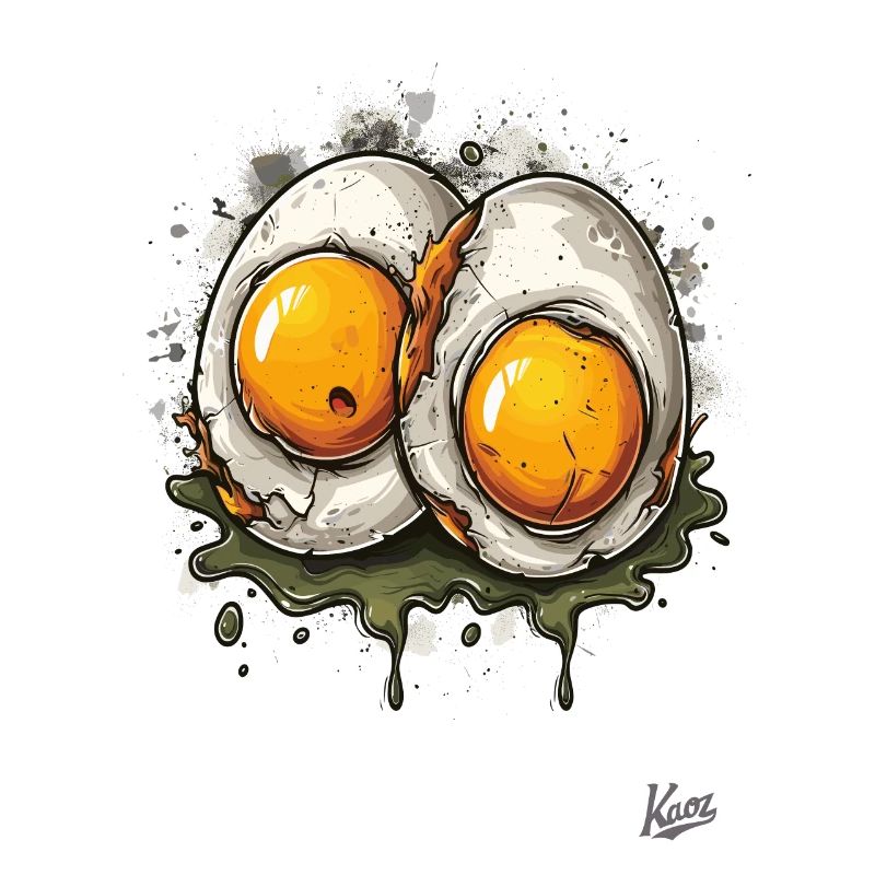 Fried eggs, 2 times boiled disgusting egg