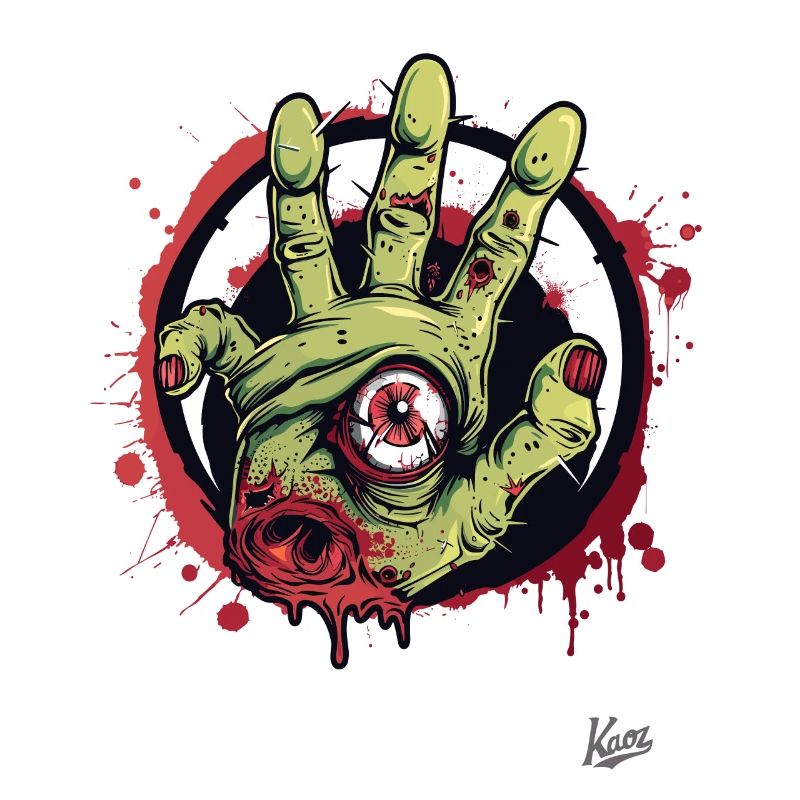 Zombies Live : Main de zombie vert avec œil