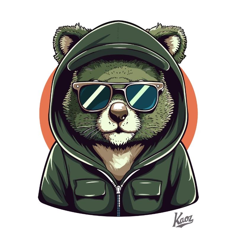 Sweat à capuche cool et lunettes de soleil Koala Bear