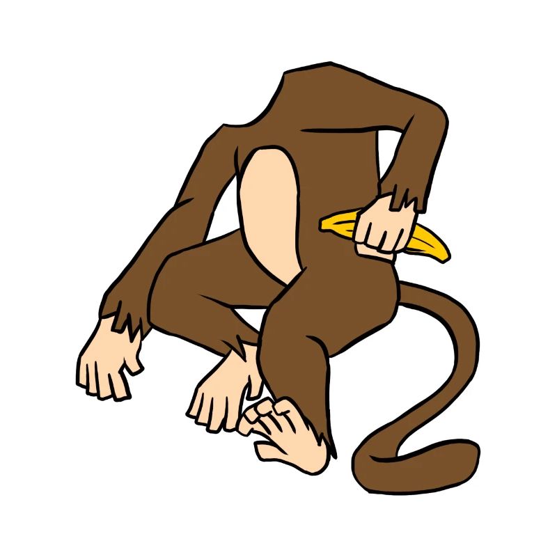 Affe Körper Mit Einer Banane Lustiger Affen-Primat