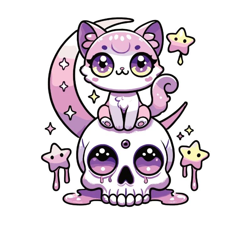 Kawaii Gothic Katze Pastellfarben Gothic Goth