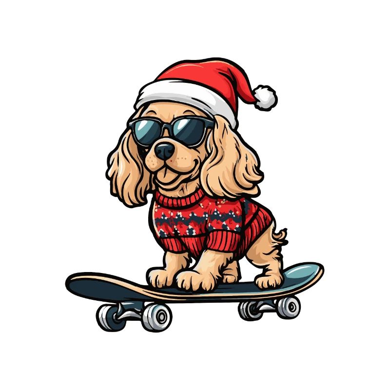 Cocker Spaniel Dog Christmas Skateboard