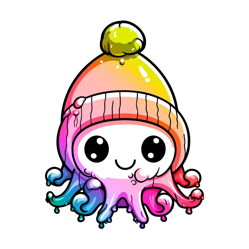 Oktopus Winter Tier Bunt Comic