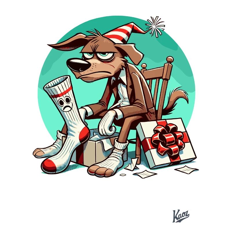 Schlechte-Laune-Hund mit Socken-Geschenk