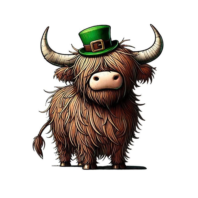 Irish Highland Cow Rustic St. Patrick's Day Design