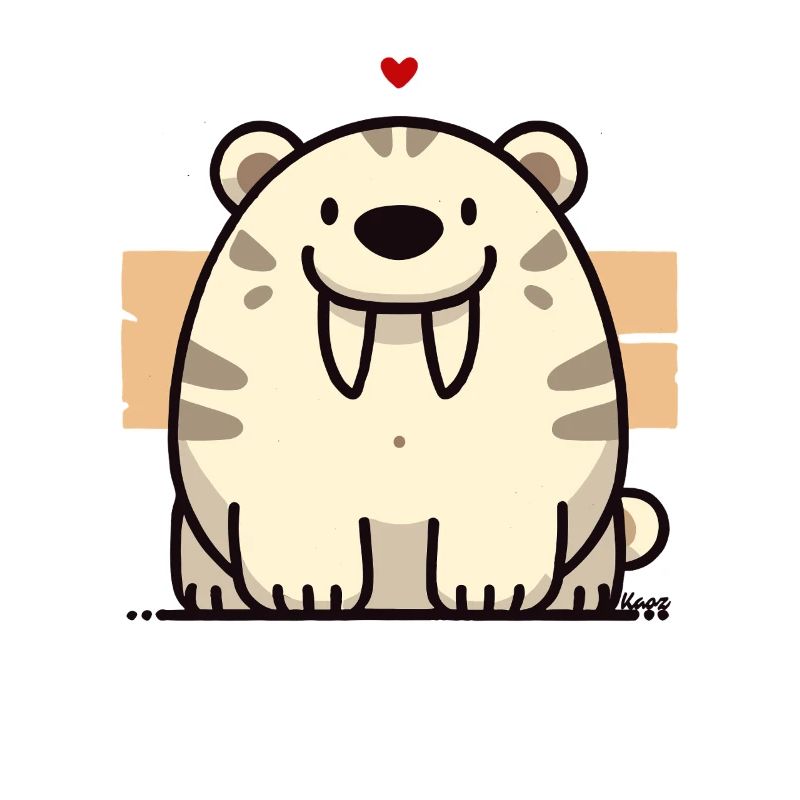 Cuddly Sabertooth Tiger with Heart