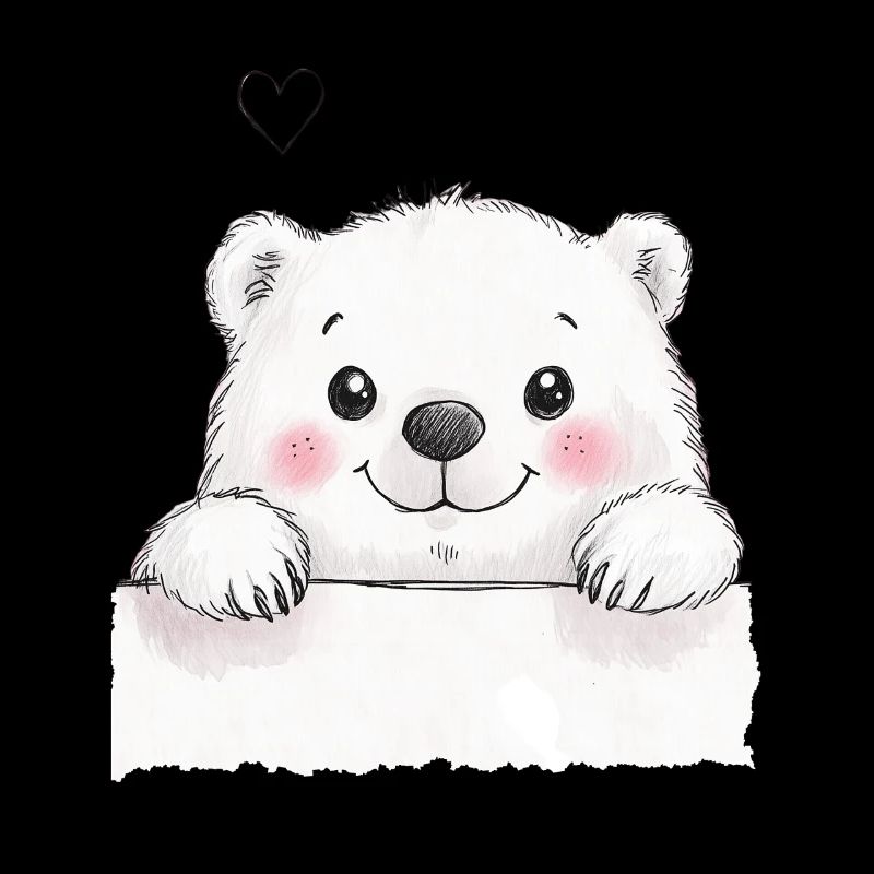 A cute polar bear with rosy cheeks