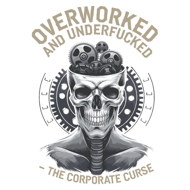 Overworked & Undervalued - Corporate Skull Design