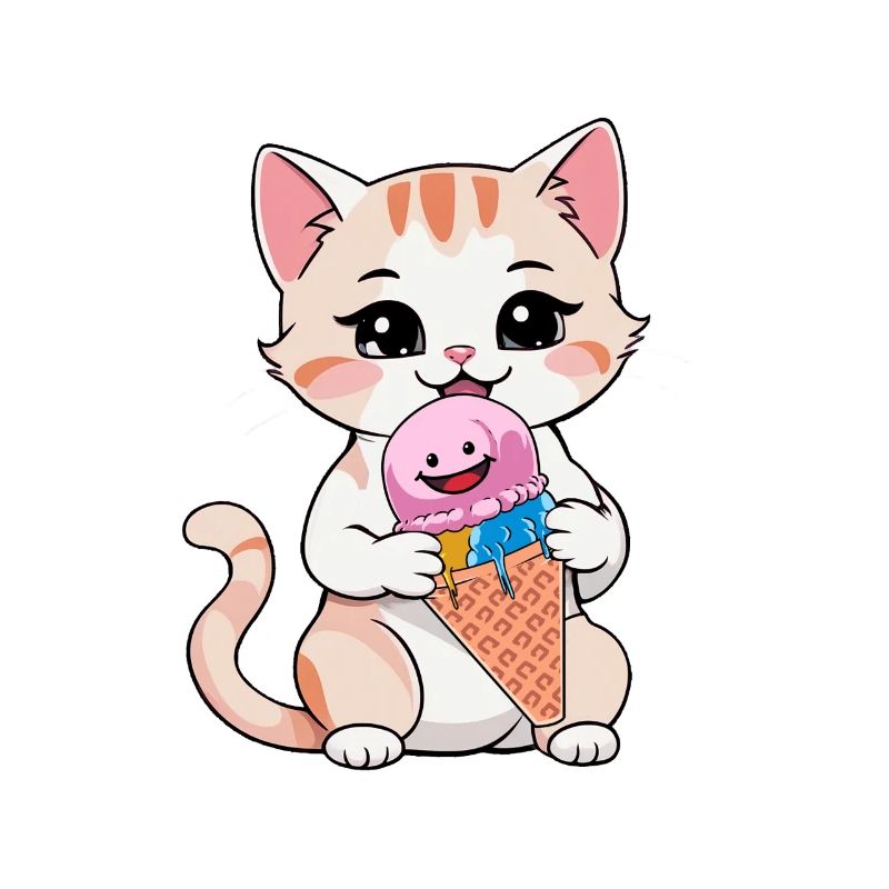 Katze Katzen Eis Eiskrem Eiscrem Kinder Kind