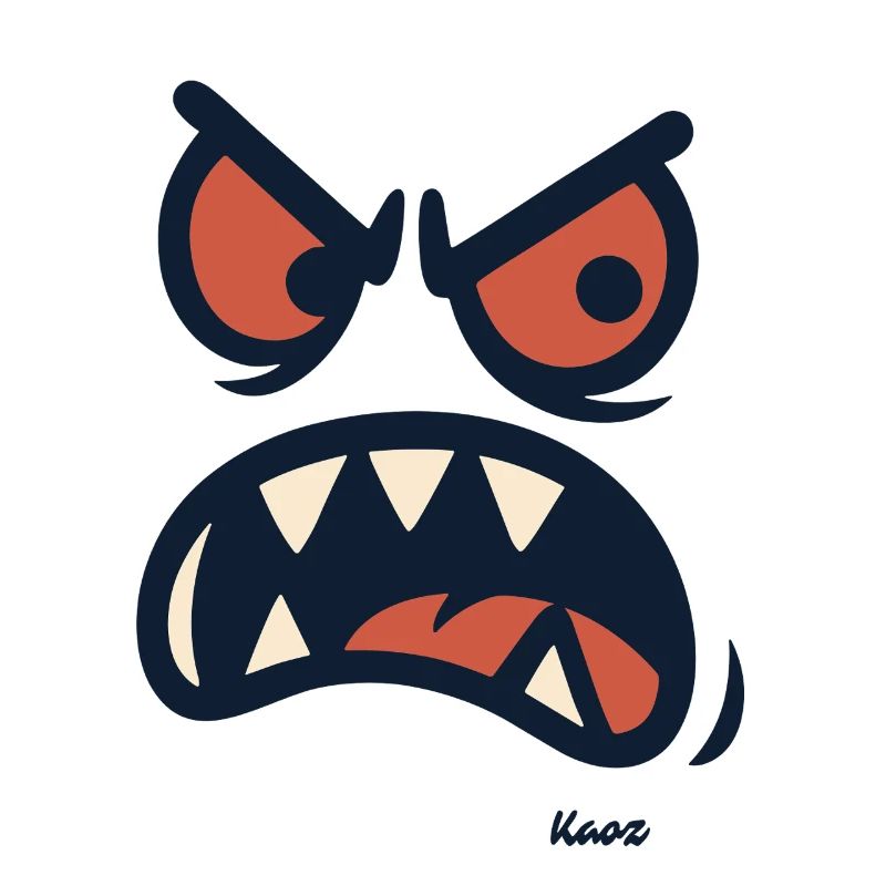 Angry cartoon face with teeth